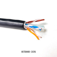 Câble Réseau SFTP Blindé Cat6 Noir Rigide Cuivre Nu Extérieur PVC PE 1000ft 305m 100m 23AWG Bobine en Bois Réseau XPON GPON
