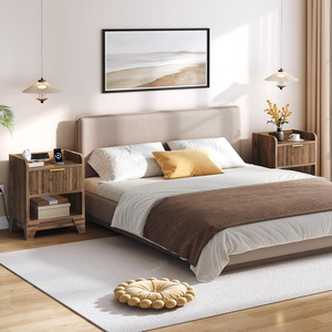 Mesita de Noche Moderna con Ranuras para Cargar, Mesa Auxiliar de <span class=keywords><strong>Madera</strong></span> para Dormitorio - Product Image 4
