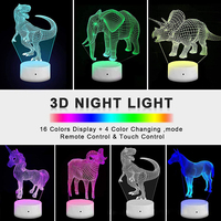 Bases de lampes LED RVB pour veilleuse LED 3D Acrylique Noir Lampe LED 3D Base tactile avec câble USB et télécommande