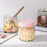Pot de conservation en verre en forme de citrouille de 350 ml avec couvercle en plastique coloré pour bonbons, noix, grains de café, épices, organisation de la cuisine et du garde-manger
