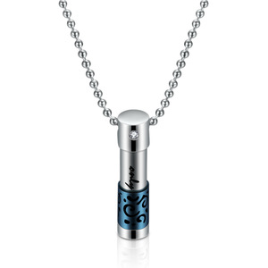 Collar personalizado con botella de aceite esencial, colgante cilíndrico de acero inoxidable con incrustaciones de diamantes para regalo de aromaterapia - Product Image 3