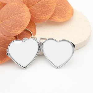 Bán buôn tùy chỉnh thép không gỉ gương DIY vòng trái tim ảnh mề đay quyến rũ engravable trống Keychain Quà Tặng vật liệu kim loại - Product Image 2