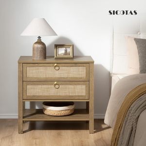 Modern Large Bohemian <strong>Narrow</strong> Side <strong>Table</strong> for Amazon Cross-Border Foreign Trade Rattan <strong>Drawer</strong> <strong>Bedside</strong> <strong>Table</strong> for Small Bedroom - Product Image 4