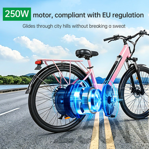 Vélo Électrique Urbain Femme 250W 36V 10.5Ah 700C avec Cadre Bas, 7 Vitesses, Selle Large, Fourche Suspendue et Garde-Boue - Product Image 3