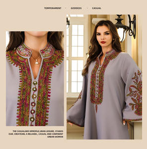 ชุดเดรสยาวปักลายเชือกแบบมุสลิม ดูไบ ไซส์ <span class=keywords><strong>M</strong></span>-XXL ตุรกี ตะวันออกกลาง อาบายะ ชุดเดรสผู้หญิง - Product Image 4