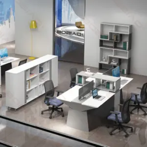 Gabinete de reunião modular de mesa compartilhada, estação de trabalho de 6 lugares para computador e escritório