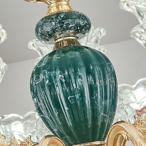 Luxury European Gold Crystal Chandelier with Green Ceramic Accents <b>LED</b> Ceiling <b>Light</b> <b>for</b> <b>Living</b> <b>Room</b> - Product Image 5