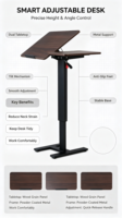 Table de chevet moderne et minimaliste pliable avec élévateur hydraulique réglable en hauteur, bureau rabattable, table d'appoint mobile pour canapé, bureau en bois