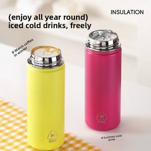 Taza cilíndrica de dibujos animados <span class=keywords><strong>Xile</strong></span> para mujer, de gran capacidad, portátil, de alta calidad, estilo macaron, con cuerda - Product Image 2