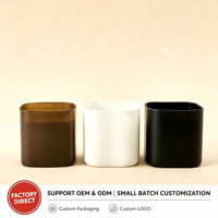 Contenants de bougies personnalisés à étiquette privée, pots en verre carrés ambrés vides de 8 oz avec couvercles, pots à bougies de luxe