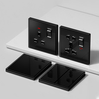 Interrupteurs et prises muraux en verre trempé de style moderne, certifiés TEP SASO, durables, pour la maison et le bureau