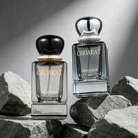 Flacons de parfum carrés uniques de qualité supérieure, dégradé noir, 30 ml, 50 ml, 100 ml, recyclables, flacons vaporisateurs de parfum en verre transparent exquis