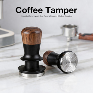 Prensador de Café Moderno con Mango de Madera, Base de Acero Inoxidable, Diseño Ondulado, Profundidad Ajustable, Presión Constante 51/53/58mm - Product Image 5