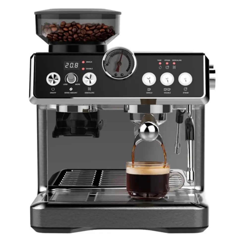 Edelstahlkörper Espressomaschinenmühle Schlussverkauf Kaffeetools 2,8 L Wassertank Milchaufschäumer Dampf-Kaffeimaschine Cappuccino-Maschine