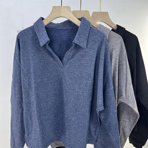 เสื้อฟิตเนสคอวีแขนยาวผู้หญิง, QS24181C เสื้อกีฬาคอวีแบบหลวมสีพื้นดีไซน์ปกระบายอากาศสำหรับใส่กลางแจ้งพักผ่อนฤดูร้อน - Product Image 2