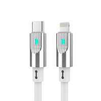 Kabel USB Pengisian Cepat 120W, Paduan Seng Silikon USB-A ke Type-C/Micro/8-Pin dengan Indikator LED dan Pelindung Kepang