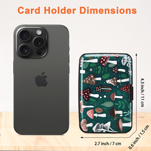 Porte-cartes de crédit anti-RFID personnalisé à motif de dessin animé, style individuel, en alliage d'aluminium, étui rigide, mini pochette avant avec bouton - Product Image 2