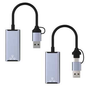 Vente en gros USB C/USB A vers RJ45 Lan adaptateur Ethernet 2 en 1 100M <span class=keywords><strong>carte</strong></span> réseau pour téléphone portable - Product Image 2