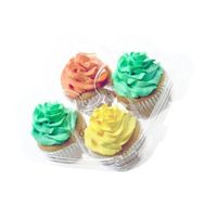 Boîtes individuelles pour cupcakes en plastique jetable à 4 cavités, transparentes, en forme de coquille, pour cupcakes et muffins, vente en gros