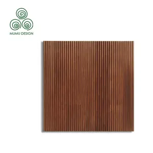 木木尼斯客厅凹槽实木室内设计3D橡木曲线饰面木质墙板