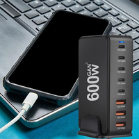 Cargador de Escritorio USB-C de 600w con Múltiples Puertos, Estación de Carga Rápida PD de 240w y 100w Tipo C, Hub de Carga HXEU001