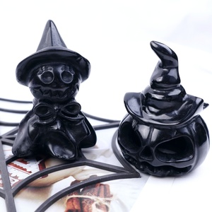 Venta al por mayor <span class=keywords><strong>de</strong></span> cristal natural calabaza fantasma hechicero bruja tallas negro obsidiana Helloween tallas para <span class=keywords><strong>la</strong></span> decoración - Product Image 2