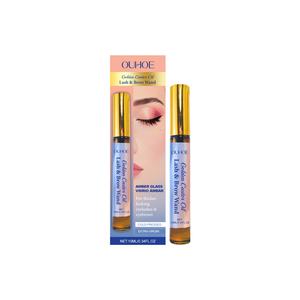 Sérum pour cils à l'huile de ricin dorée personnalisable 10 ml pour des cils plus épais et la croissance des sourcils/cheveux, ingrédients naturels, étiquette privée - Product Image 1