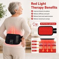 Ceinture de thérapie par lumière infrarouge pour soulager les douleurs dorsales, coussin chauffant sans fil 660 nm et 850 nm avec 6 niveaux d'intensité et réglages de minuterie, OEM
