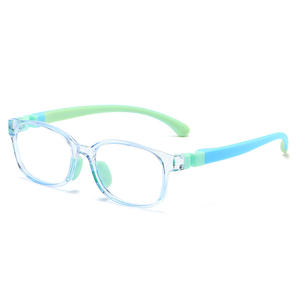 Gafas de Sol de silicona TR90 para niños, gafas de sol con forma de diamante óptico de acetato azul sólido/rojo, monturas de gafas para niños - Product Image 3