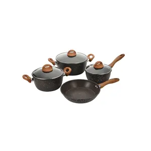 High Quality Factory Kitchen Aluminum Cooking Ware Non Stick Marble Pot Frying Pan Cookware Set