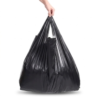 Sacs de courses en plastique HDPE noir et blanc avec logo personnalisé, poignées gilet, soufflets latéraux, pour supermarché et épicerie