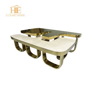 New Light muebles de lujo Combinación de sala de estar Mesa baja de nogal Juegos modernos de mesa de centro de acero inoxidable - Product Image 1