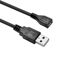 Câble d'extension USB noir mâle vers femelle de 1,5 m, adaptateur de données M/F, câble d'imprimante USB, prix d'usine