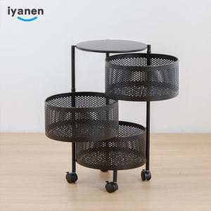 Panier de rangement rond à 5 niveaux pour fruits et légumes, chariot roulant rotatif pour la <span class=keywords><strong>cuisine</strong></span>, nouveau design 2023 - Product Image 3