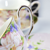 Ensemble de tasses à expresso en porcelaine fine rose dorée avec soucoupe, tasse à thé de l'après-midi, mug 250 ml, pour mariage, café et maison, en stock
