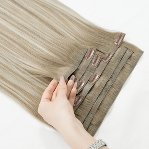 Ekstensi rambut jepit tak terlihat Luxsea warna pirang abu-abu highlight 20 inci 2026 terlaris tanpa sambungan - Product Image 1