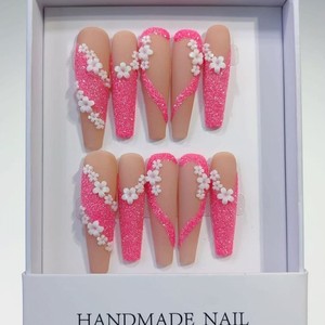 Lot de 10 faux ongles de luxe faits à la main, <span class=keywords><strong>taille</strong></span> XL, en acrylique, de haute qualité, réutilisables, pour cadeau de fête - Product Image 3