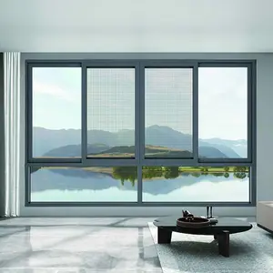 Desain minimalis jendela geser bingkai logam campuran aluminium kedap suara kaca vertikal buka lipat gaya terbuka Louver