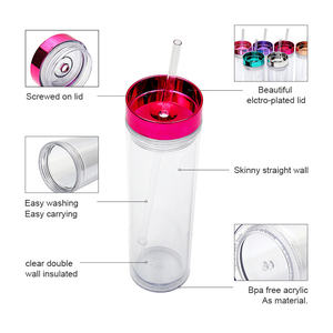 <span class=keywords><strong>Gobelet</strong></span> en acrylique transparent à double paroi de 16oz avec couvercle en or galvanisé et paille Cadeau cadeau <span class=keywords><strong>pas</strong></span> <span class=keywords><strong>cher</strong></span> - Product Image 2