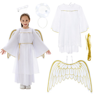 Disfraz de Ángel para Niños con Alas y <span class=keywords><strong>Halo</strong></span> - Túnica Blanca Unisex para Halloween, Navidad, Representaciones Escolares y Cosplay - Product Image 3