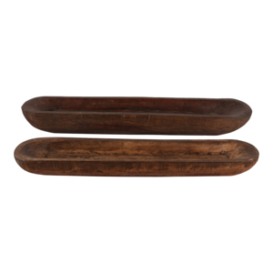 Ciotola Allungata in Legno, Decorazione Rustica per la Casa, Centrotavola, Elemento d'Accento per la Tavola - Product Image 1