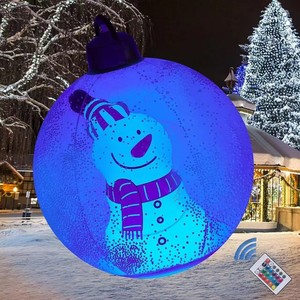 PVC Christmas Ball With Lighted <b>Tree</b> Design Round Ornament For Holiday Decorations - Product Image 3