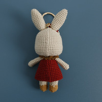 Classique Lapin Porte-clés Doux Rétro Lapin Poupée Robe Rouge Porte-clés Sac Suspendu Saint Valentin Cadeau