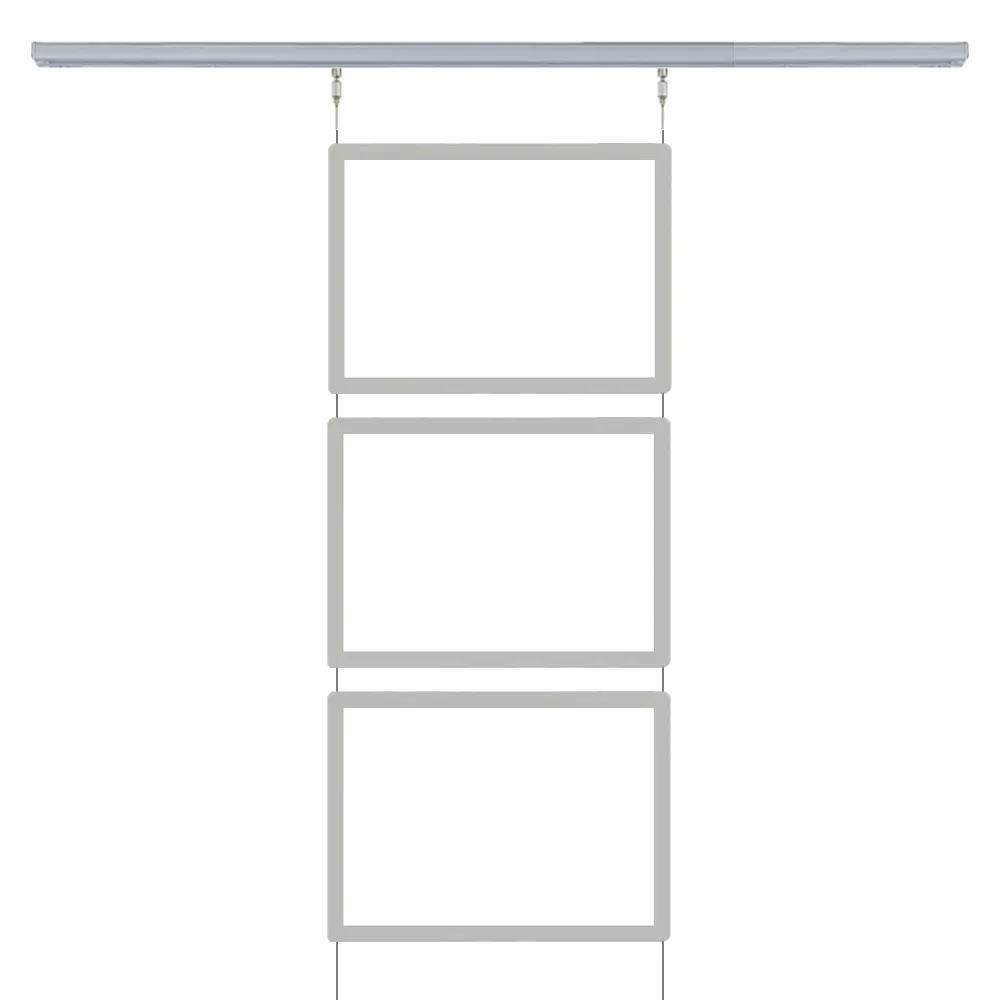 Fils de câble Kits de suspension Cadres d'affichage de fenêtre immobilière 3 x A4 Double face magnétique acrylique Slim Led Light Box