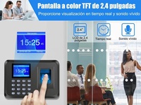 Reloj de tiempo: Relojes de tiempo de huellas dactilares para empleados Pequeñas empresas Calcular automáticamente las horas de trabajo y deducir la hora del almuerzo
