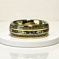 Bague en tungstène plaqué or 18 carats avec incrustation d'opale météorite 8 mm, bijoux de mode en gros, bagues pour hommes, alliances unisexes