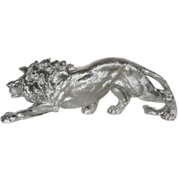Cadeaux décoratifs de bureau artisanat statue argent intérieur fibre de verre animal résine or lion sculpture