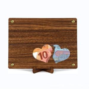 Emballage de cadeau en bois <span class=keywords><strong>carte</strong></span> du monde <span class=keywords><strong>personnalisé</strong></span> argent personnaliser cadeau avec support pour anniversaire voyage mariage argent cadeau maison ornements - Product Image 1