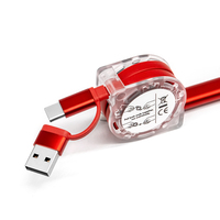 Cable Plano USB TPE Retráctil 5 en 1 con Logotipo Personalizado, Carga Rápida, 1M, Regalo Promocional para iPhone, Android, Tipo-C, Micro