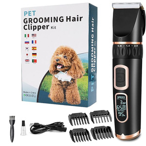 Kit de cortapelos para mascotas, cortapelos eléctricos recargables para perros con peines guía, carga USB, funciona con batería - Product Image 1